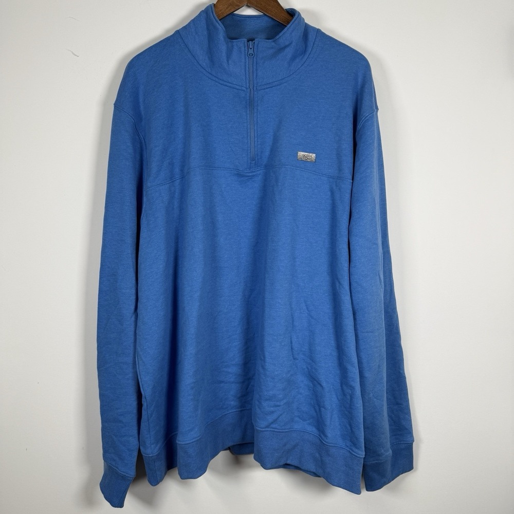 Ocean + Coast Pullover Sweatshirt Men's 2XL Blue Fleece Cotton 1/4 Zip NWT